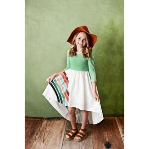 Oopsie Daisy Girl's Hi Lo Minty Green Rainbow Dress Size 7 NWT